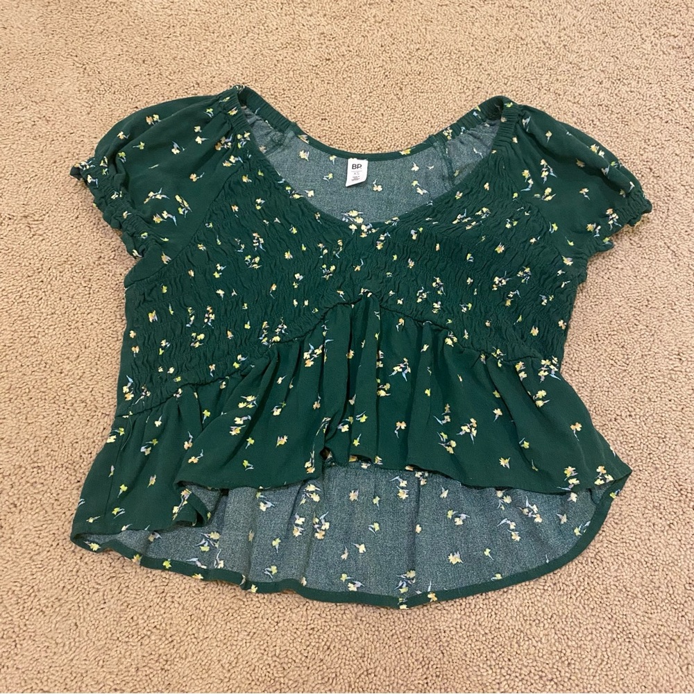 BP green floral blouse